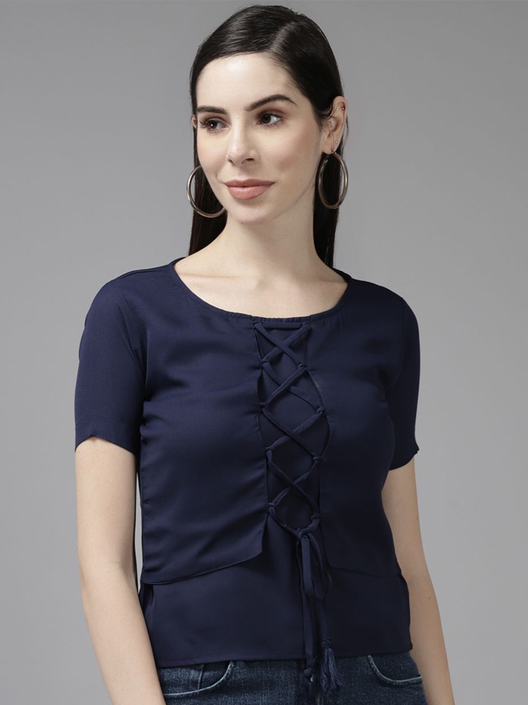 

BAESD Georgette Top, Navy blue