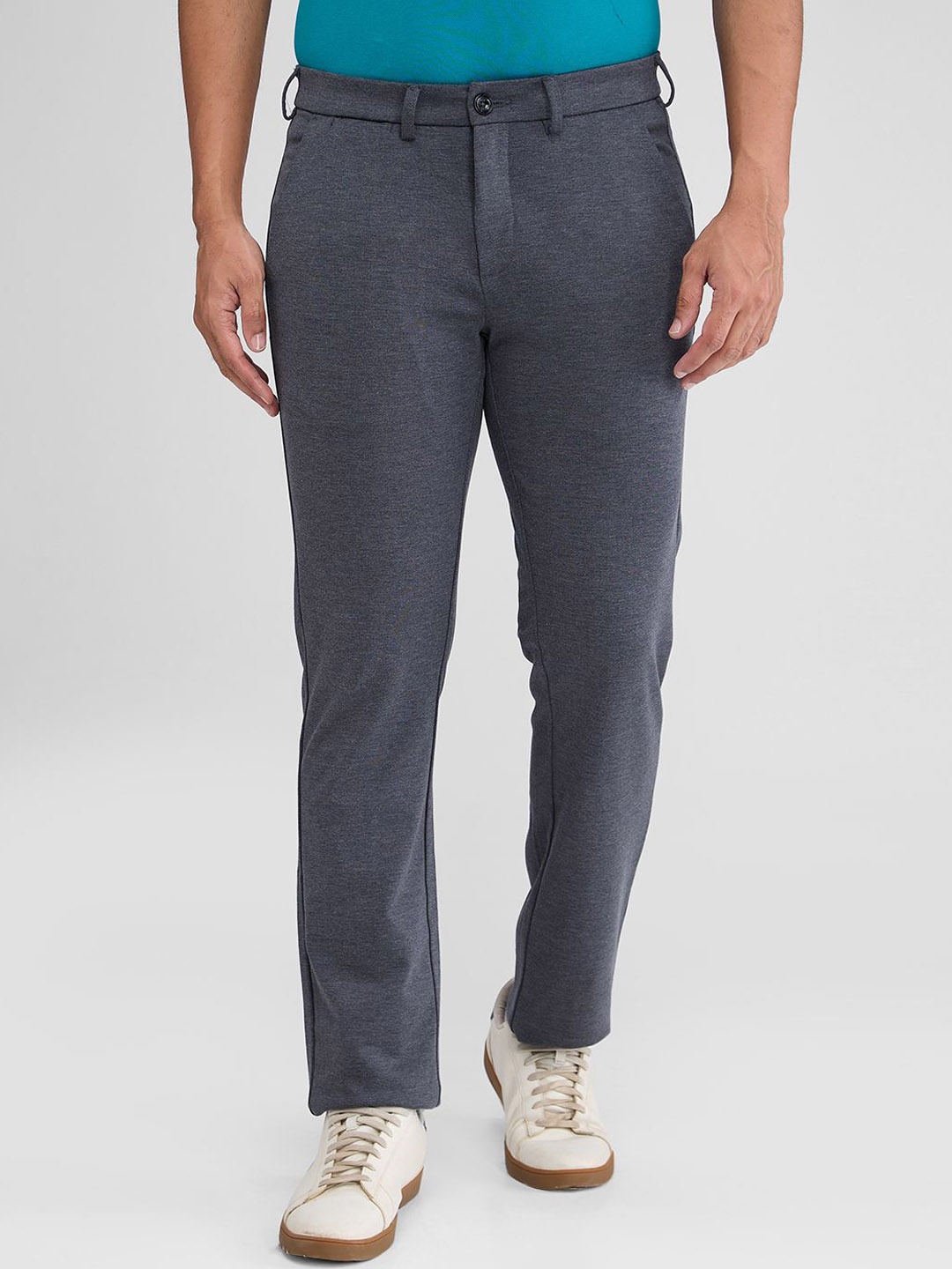 

ColorPlus Men Mid-Rise Flat-Front Woven Trousers, Grey