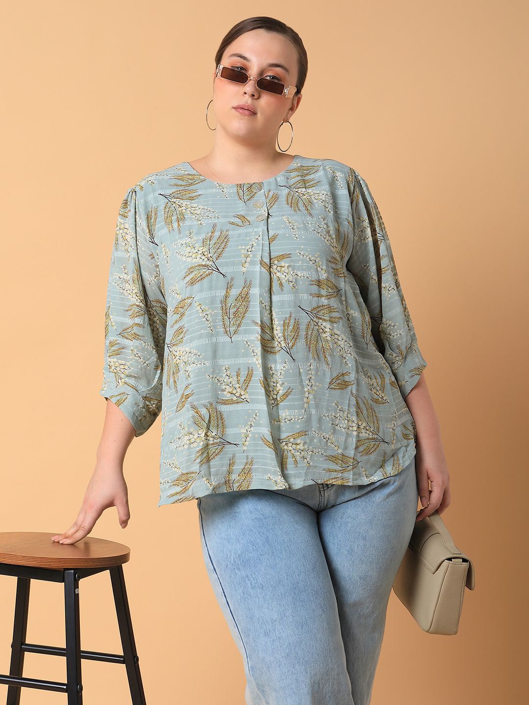 

SHOWOFF Floral Print Chiffon Top, Sea green