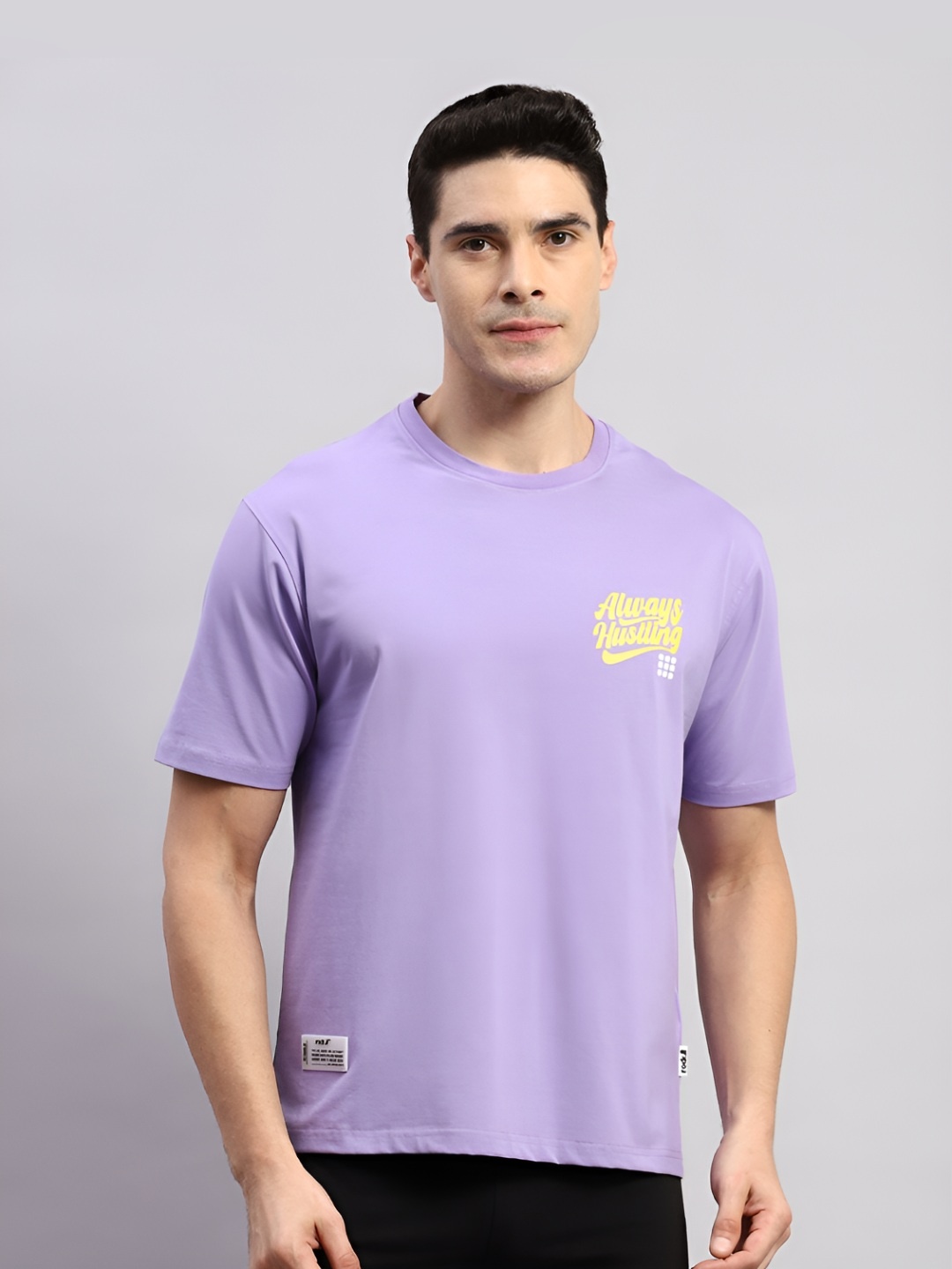 

rock.it Men Printed Round Neck Cotton T-shirt, Purple