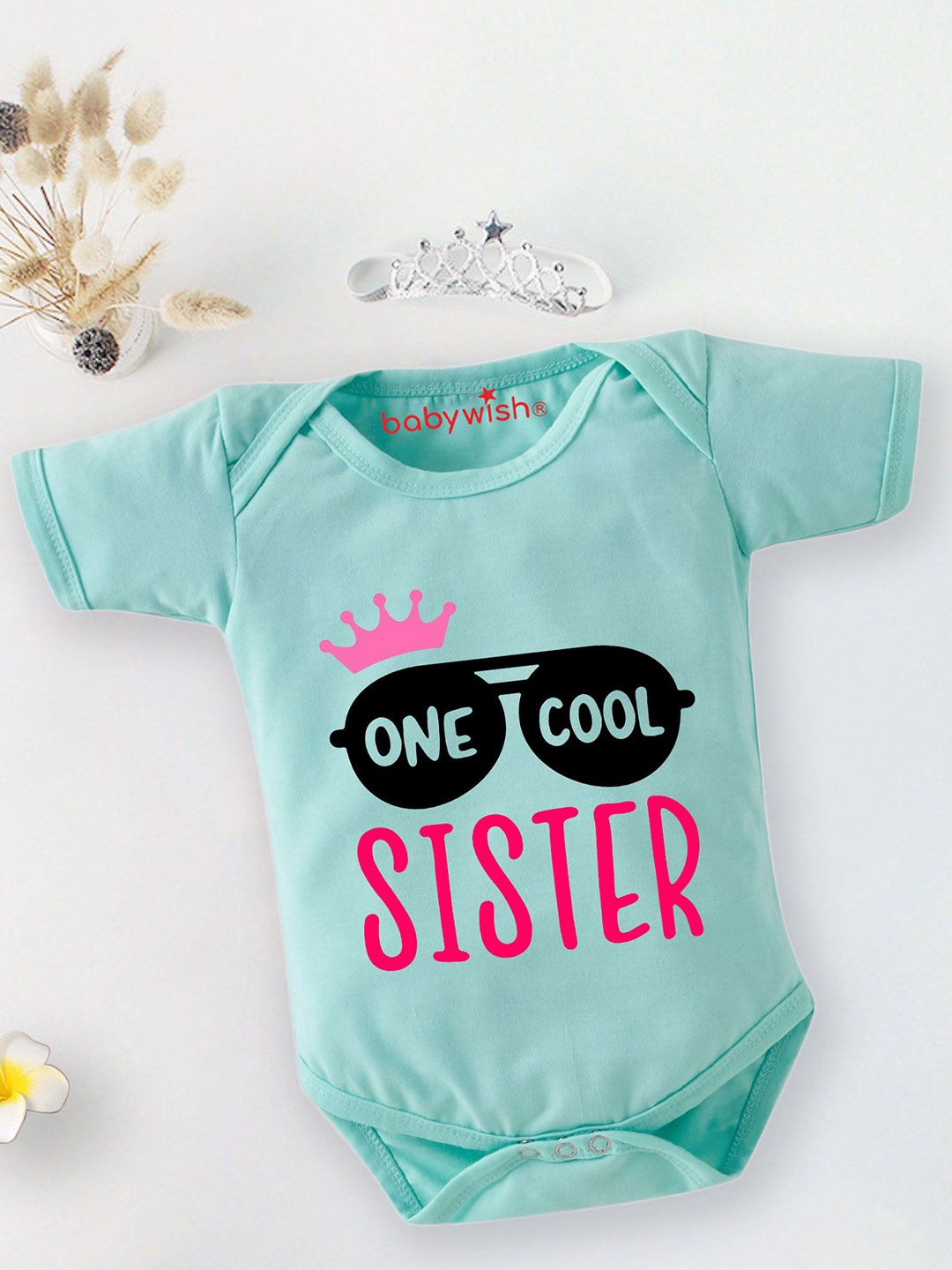 

Babywish Infants Printed Cotton Romper, Sea green