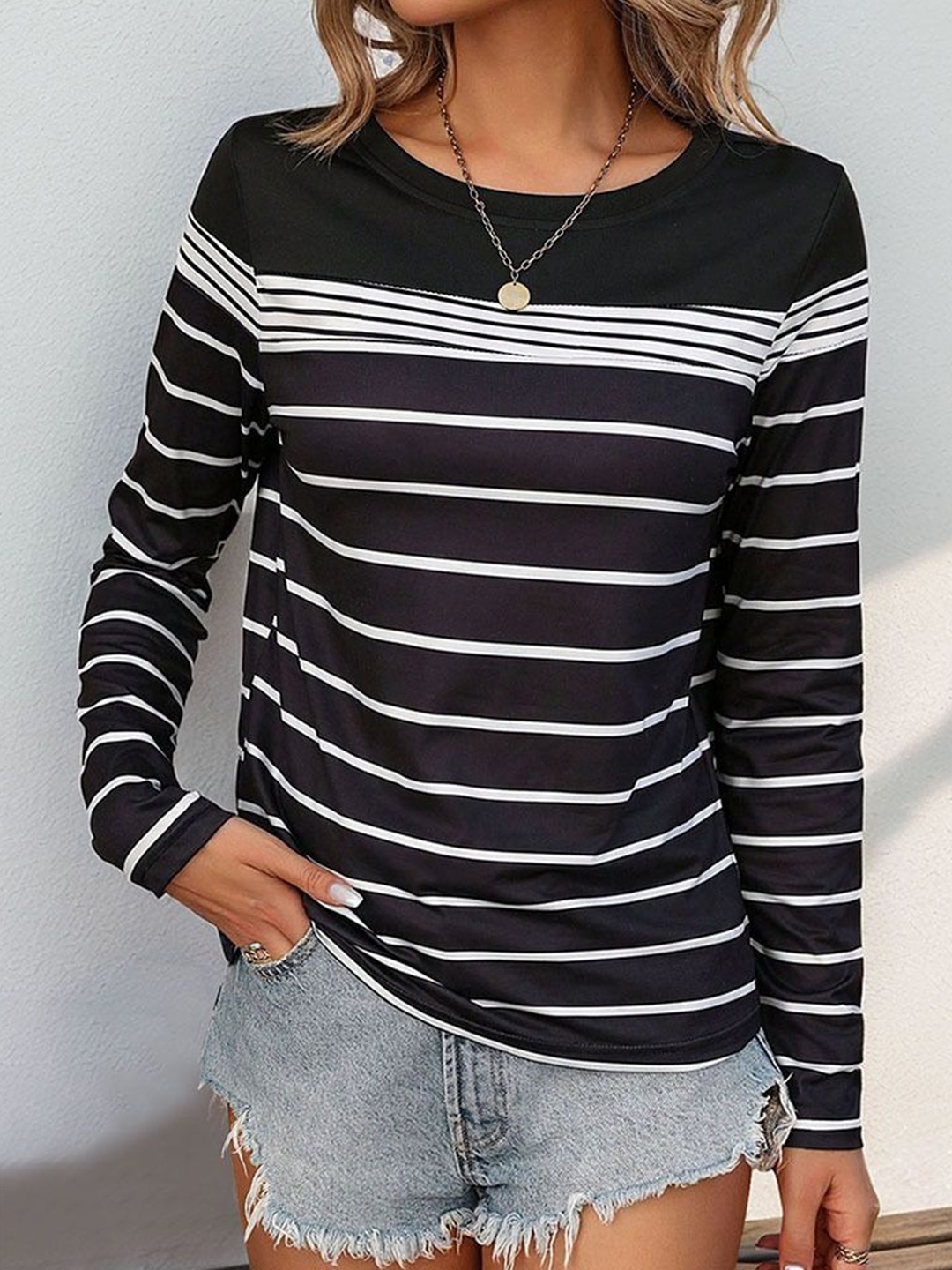 

StyleCast Striped Top, Black