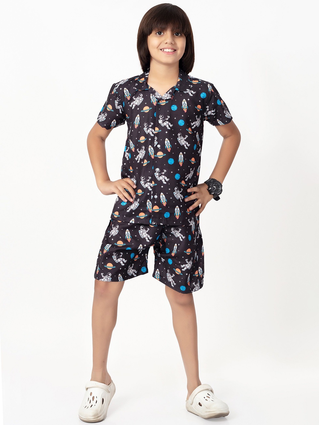 

Gavin Paris Kids Printed Shirt With Short, Black