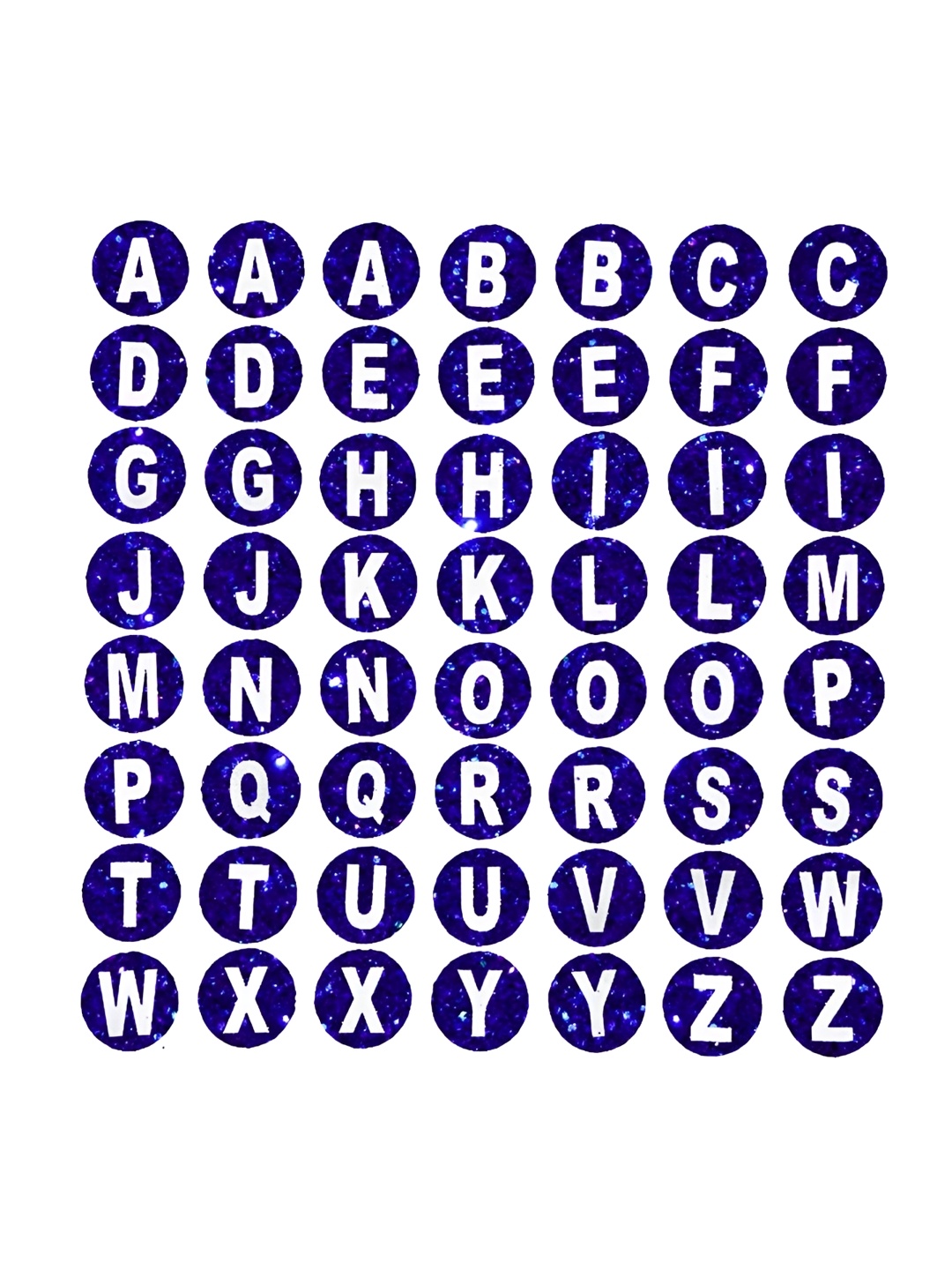 

Comet Busters Blue & White Printed Self-Adhesive Uppercase Glitter Alphabet Stickers