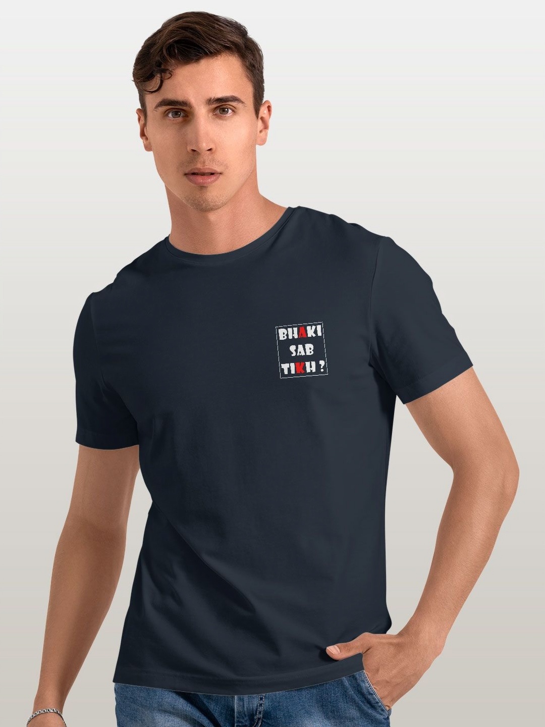 

macmerise Men Applique T-shirt, Blue