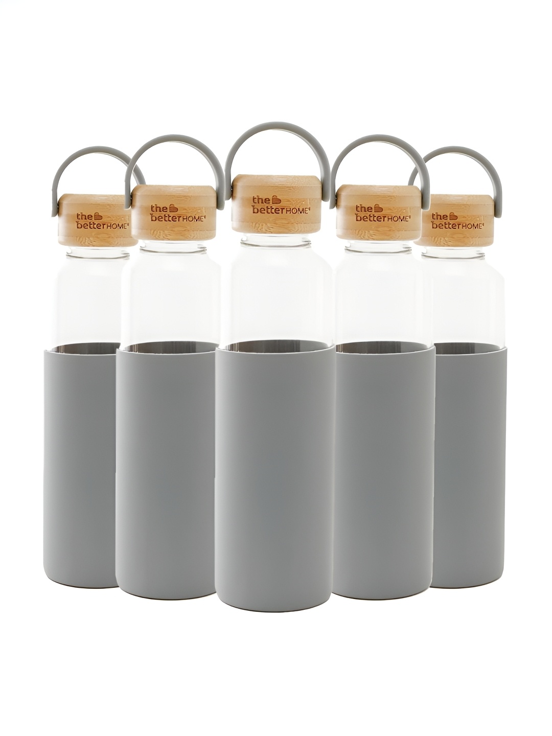 

The Better Home Grey & Transparent 5 Pieces Borosilicate Glass Water Bottle 500ml