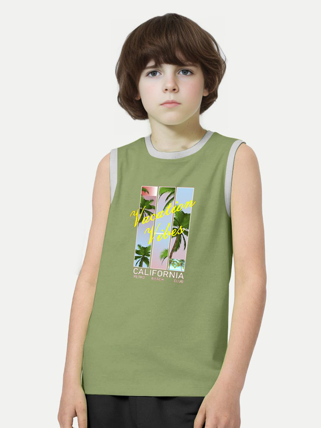 

BAESD Boys Typography Printed Round Neck T-shirt, Green