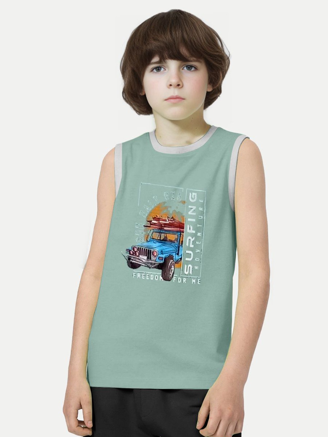 

BAESD Boys Graphic Printed Round Neck T-shirt, Green