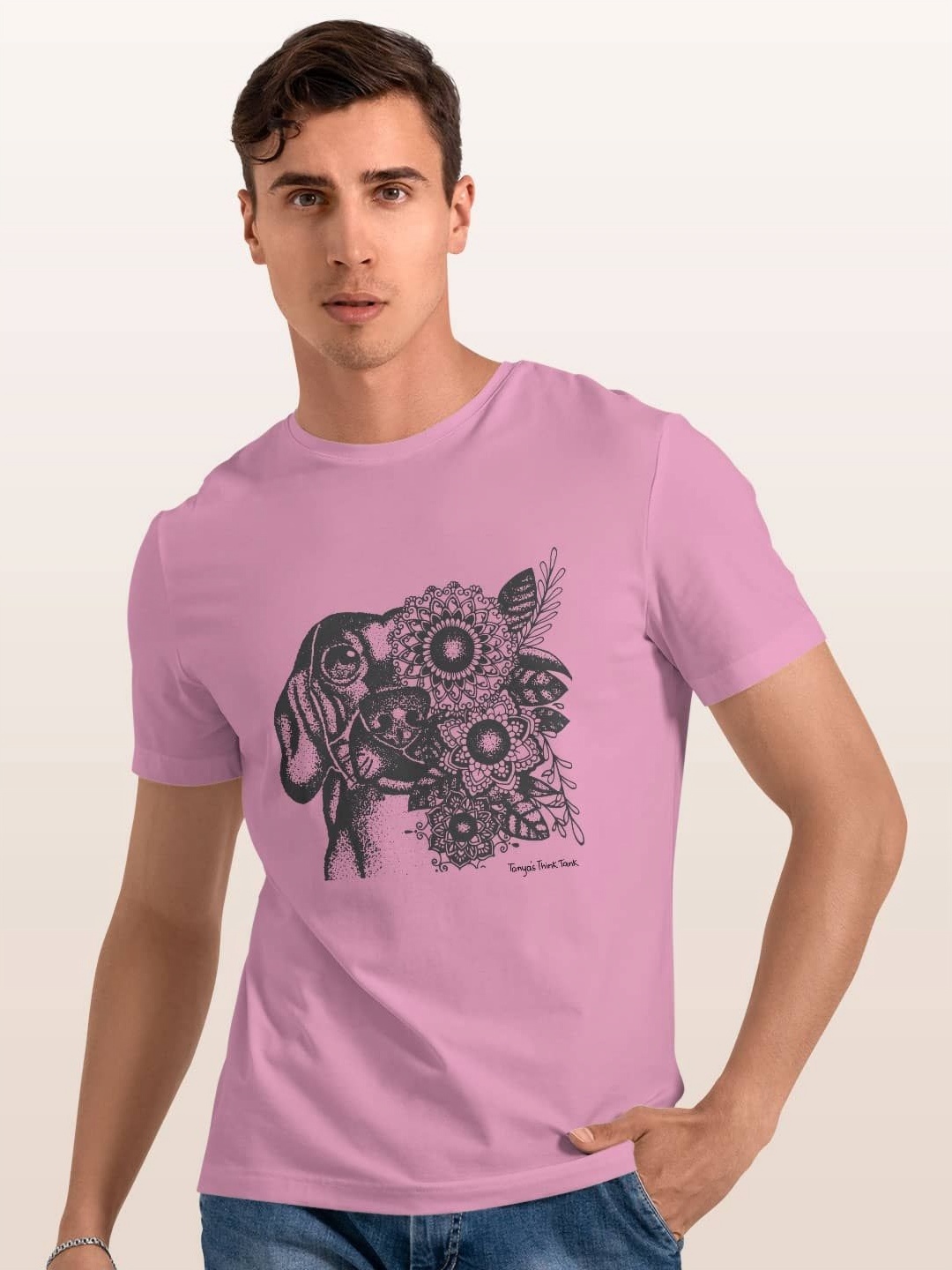 

macmerise Men Typography Printed Extended Sleeves T-shirt, Pink