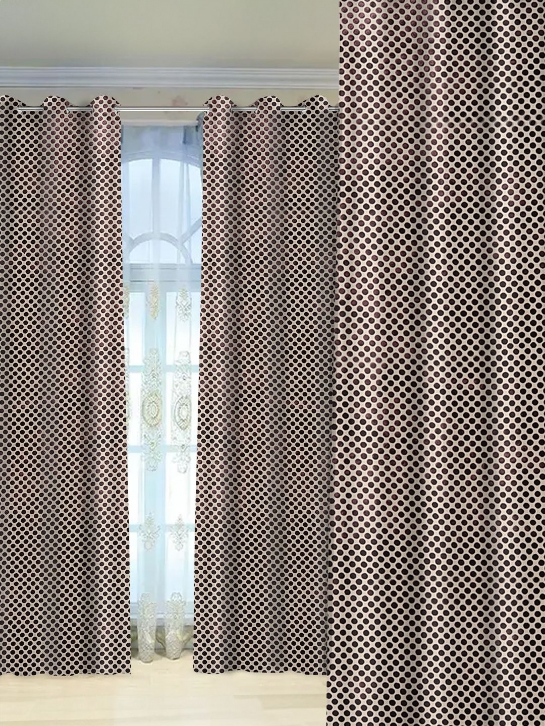 

Tesmare Violet & Beige Geometric Velvet Door Curtain
