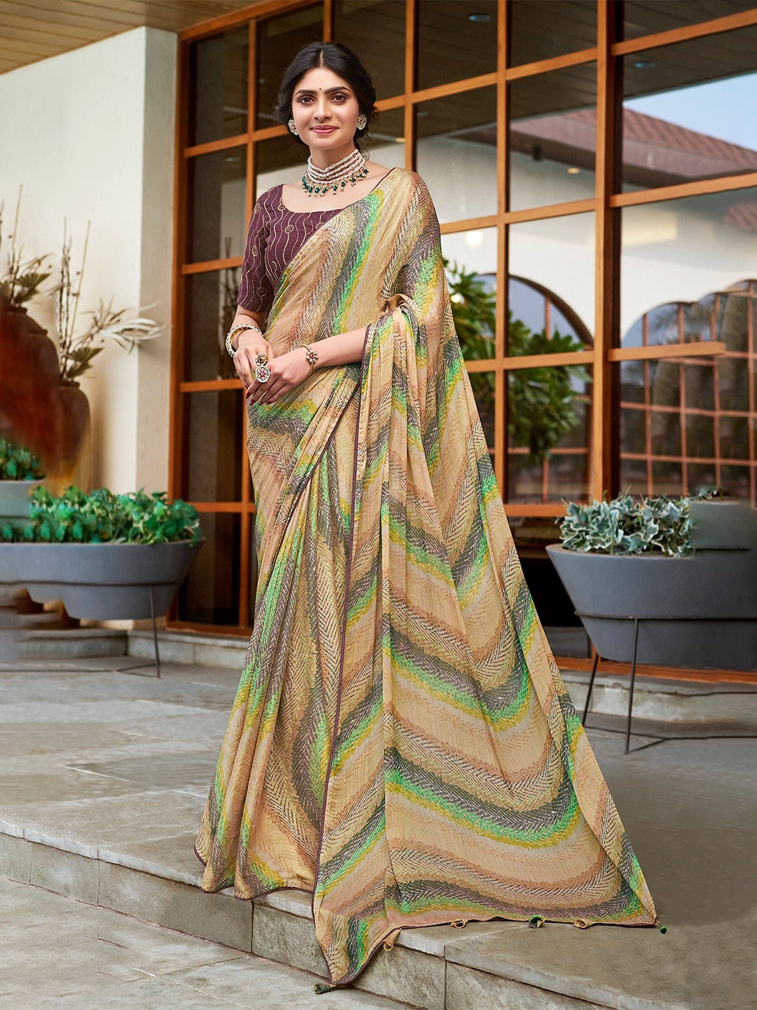 

VIRICA Printed Pure Silk Saree, Cream