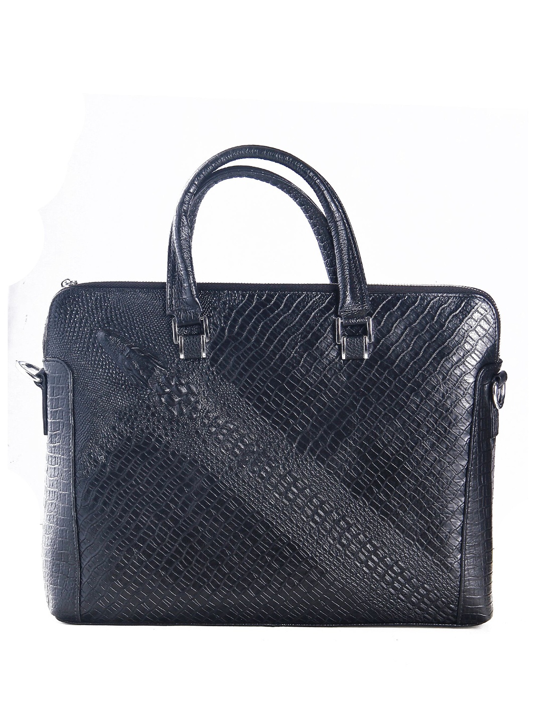 

Calvadoss Men Textured Leather Laptop Bag, Black