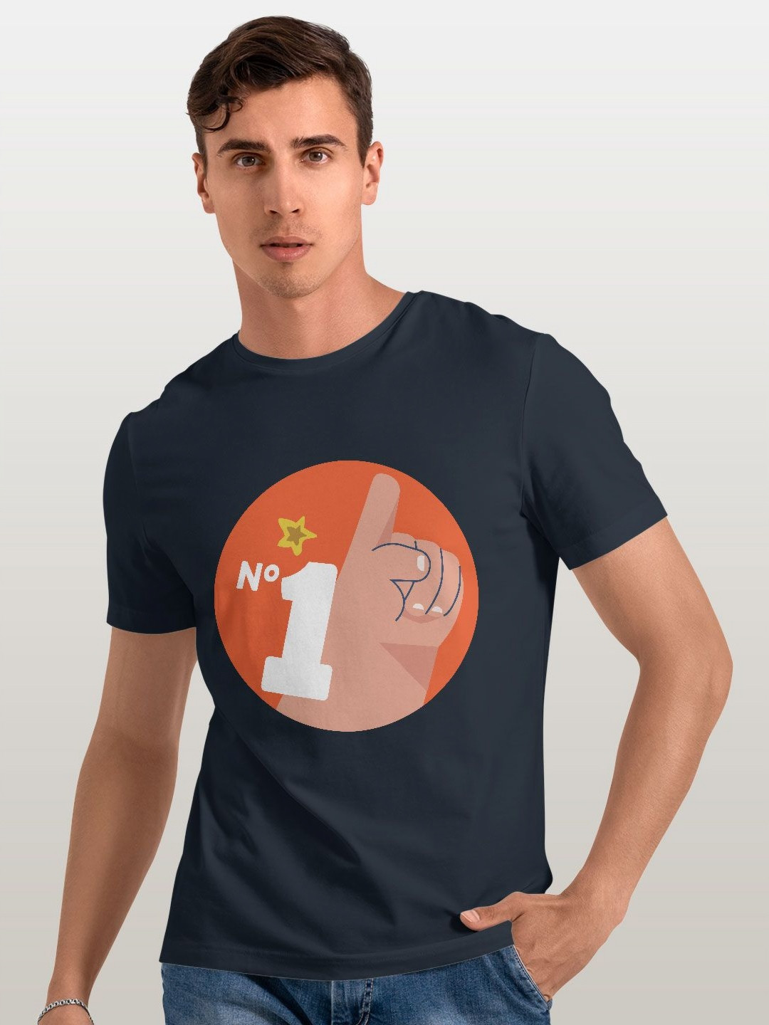 

macmerise Men Typography Colourblocked Applique T-shirt, Blue