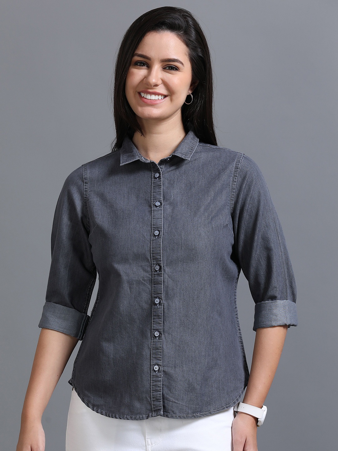 

CAZZBA Women Opaque Casual Shirt, Grey