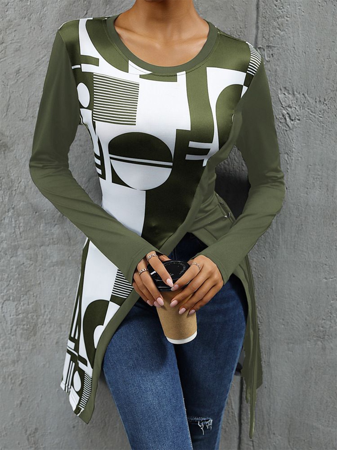 

StyleCast Print Top, Olive