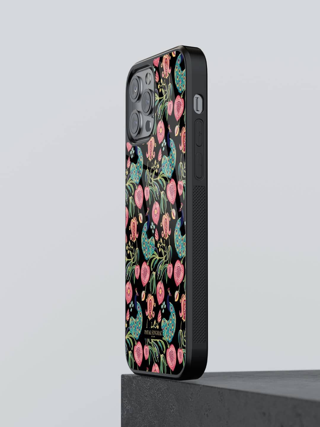 

macmerise Floral Printed iPhone 12 Pro Back Case Mobile Accessories, Black