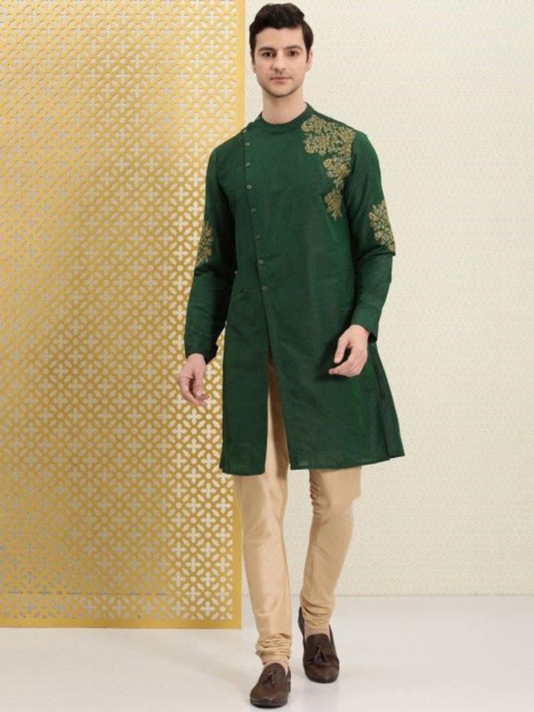 

House of Pataudi Embroidered Kurtas, Green