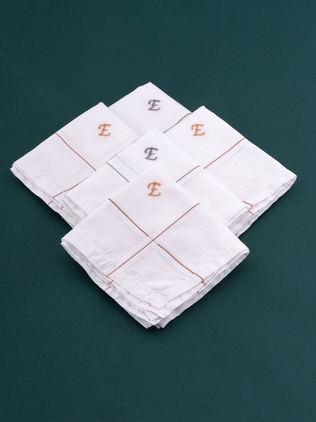 

CROSSLINE Pack of 5 Cotton Embroidered Handkerchiefs, White