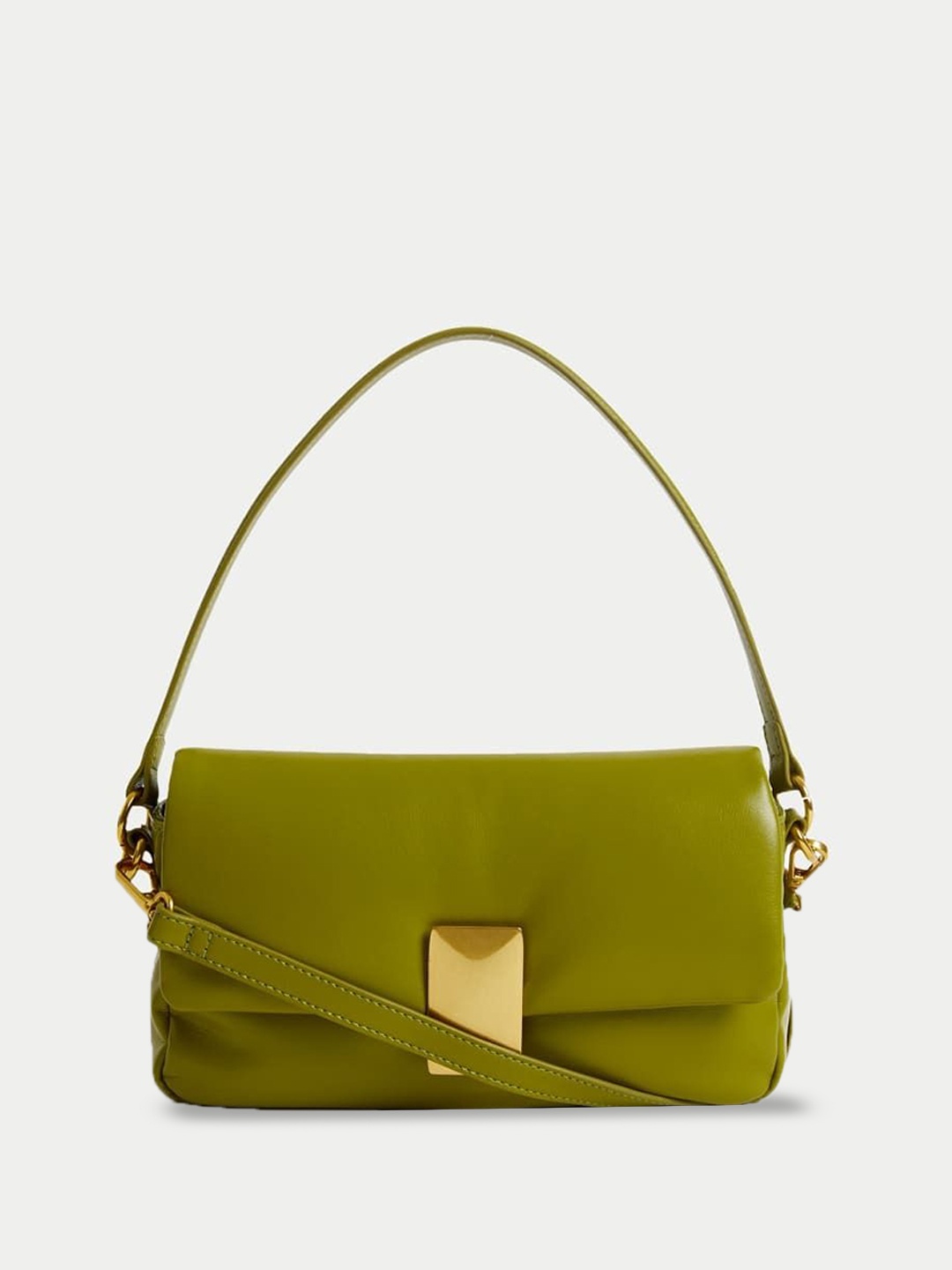 

Marks & Spencer Women Solid PU Structured Handheld Bag, Green