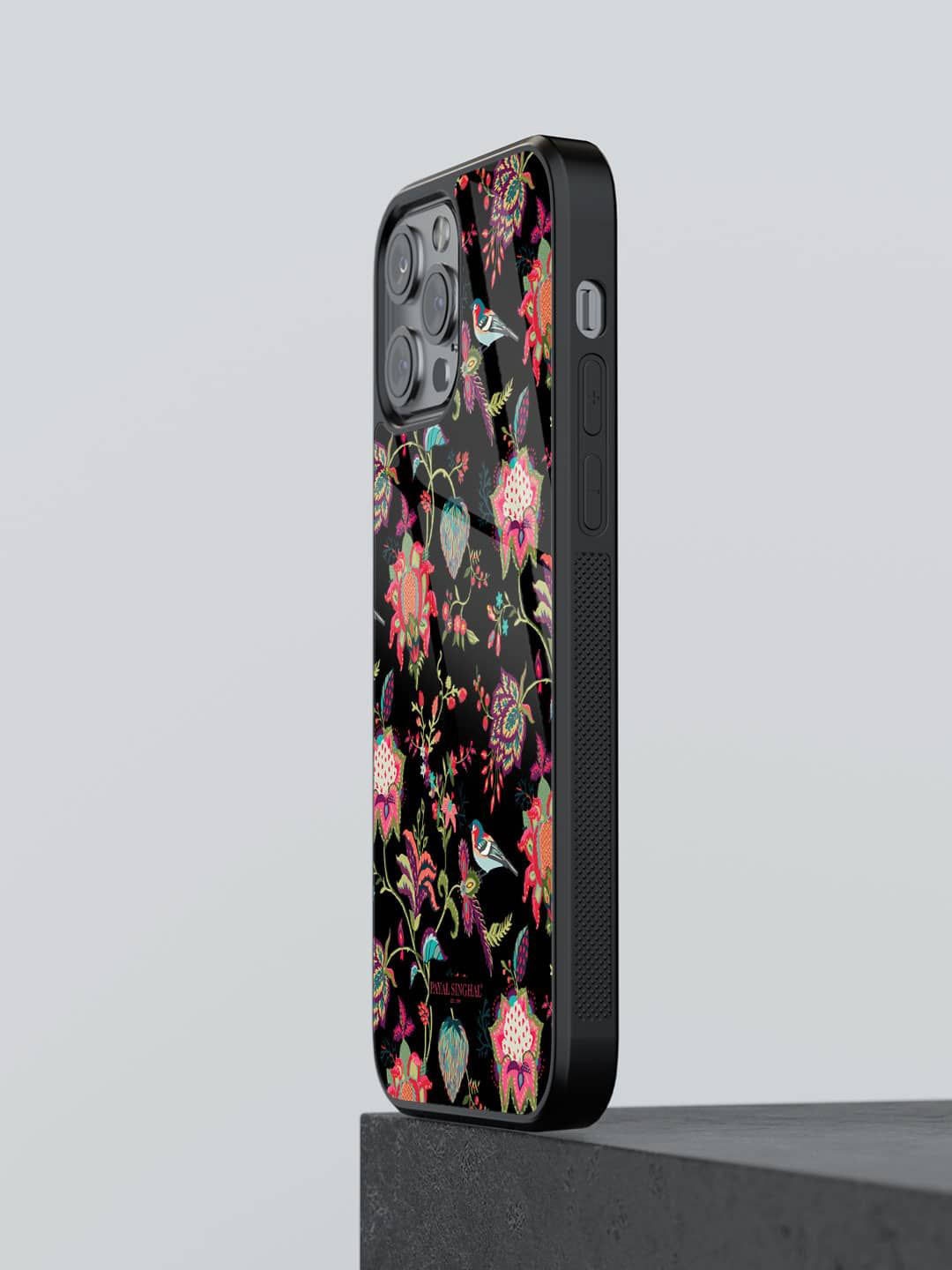

macmerise Floral Printed iPhone 12 Pro Max Back Case Mobile Accessories, Black