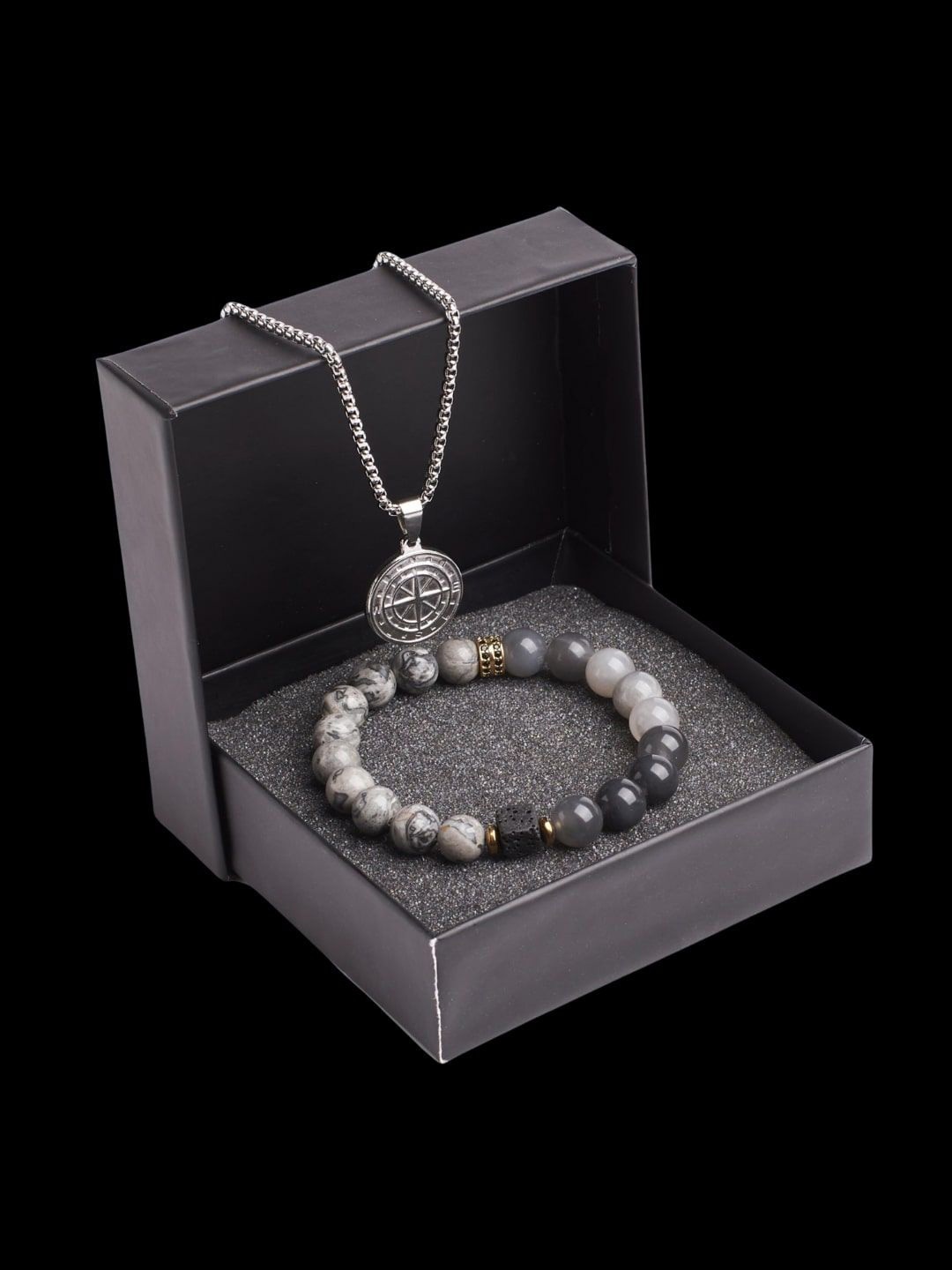 

SALTY Men Stainless Steel Pendant and Bracelet Jewellery Gift Set, Silver