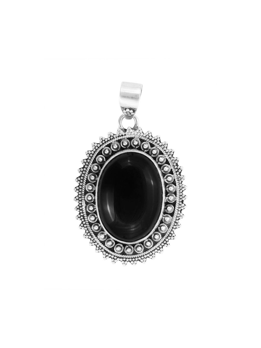 

Exotic India Black Onyx Gemstone Sterling Silver Designer Pendant