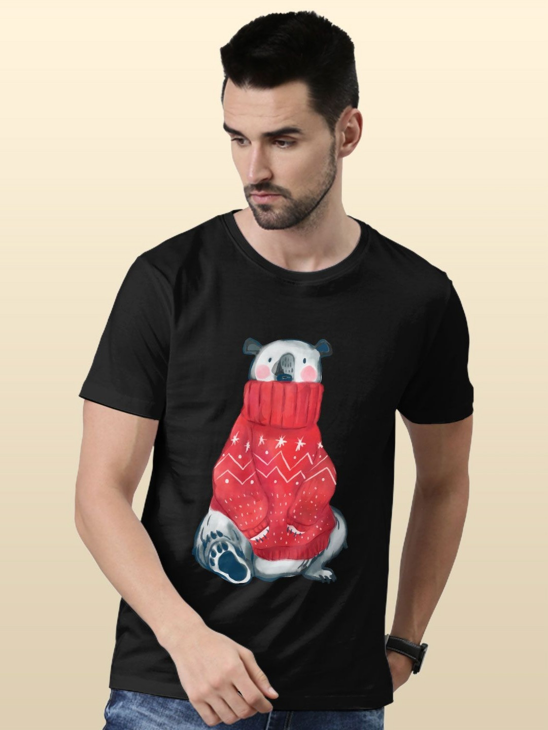 

macmerise Men Floral Printed Applique T-shirt, Black