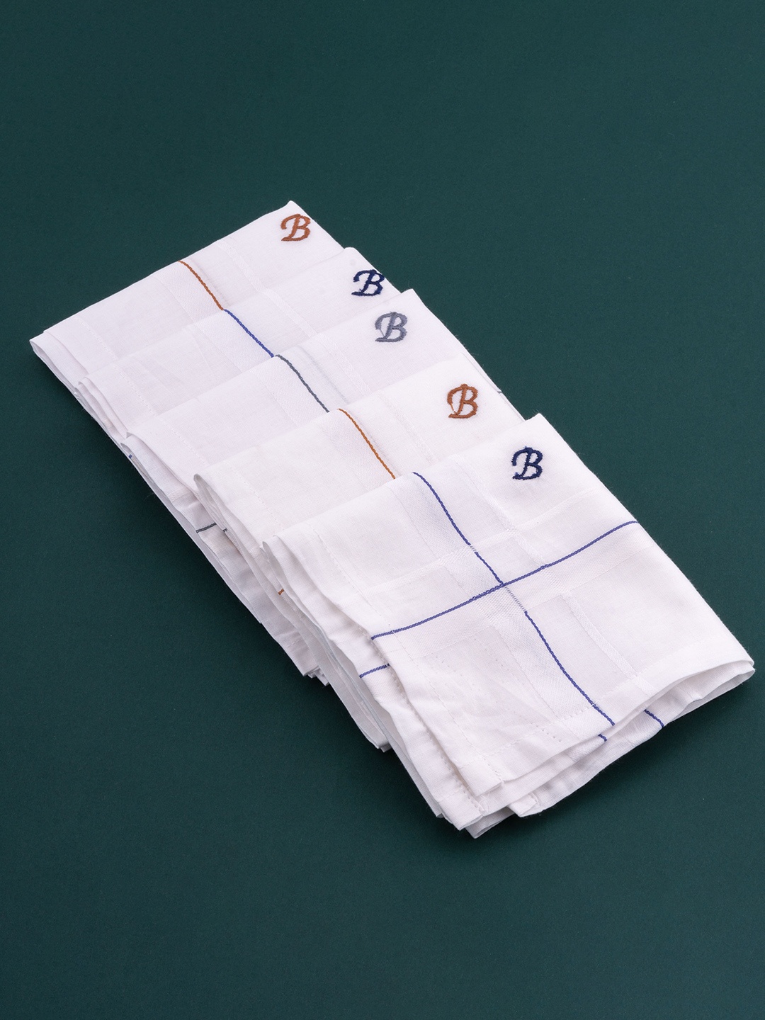 

CROSSLINE Pack Of 5 Embroidered Pure Cotton Handkerchiefs, White