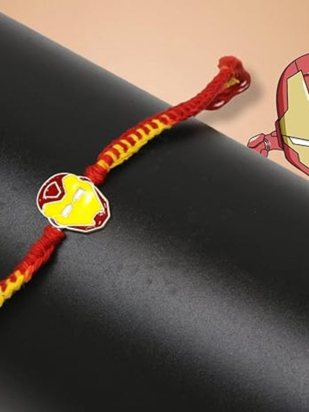 

JewelYaari 925 Sterling Silver Iron Man Thread Rakhi With Roli Chawal, Red