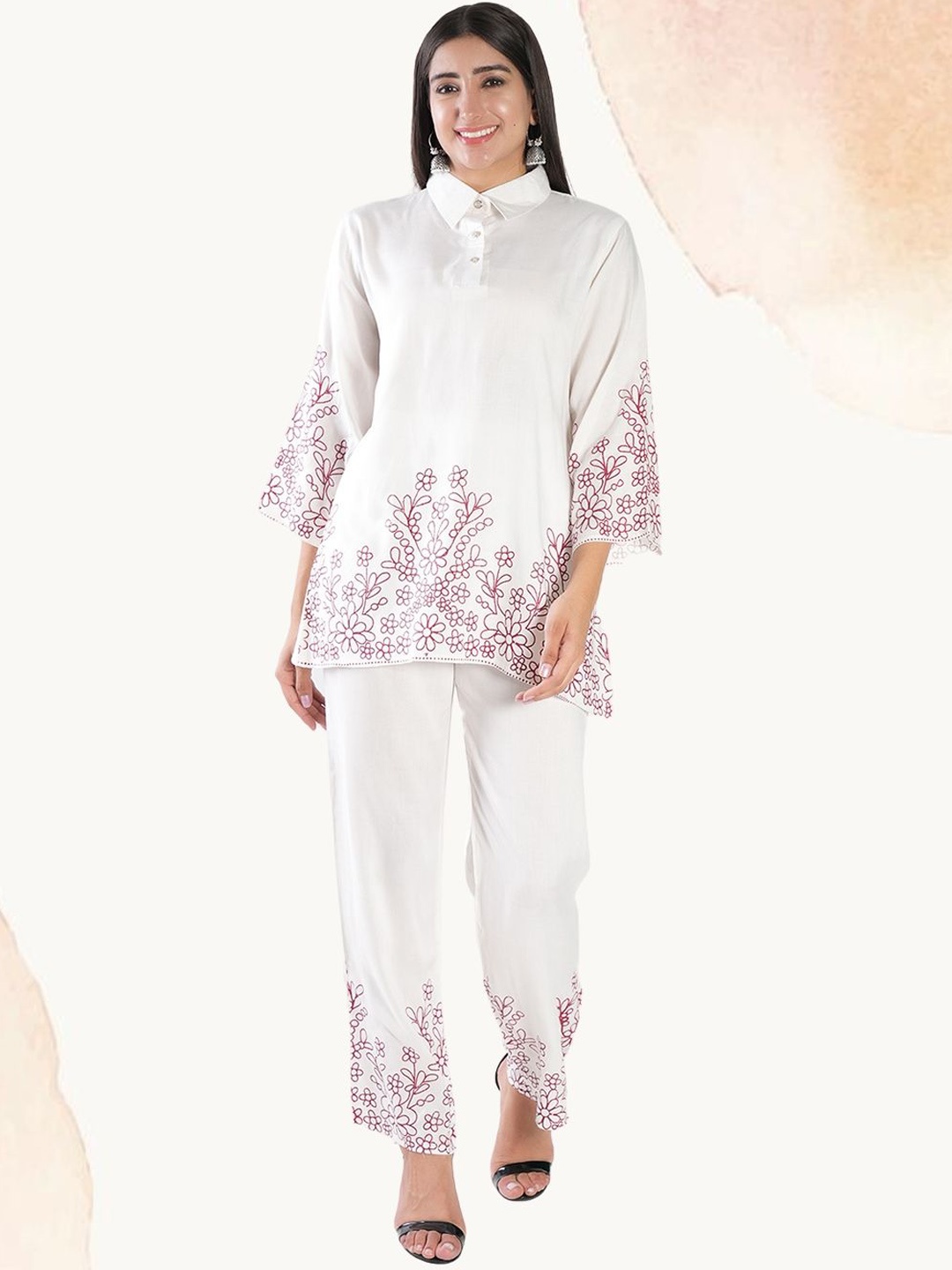 

BAESD Printed Tunic With Trouser Co-Ords, White