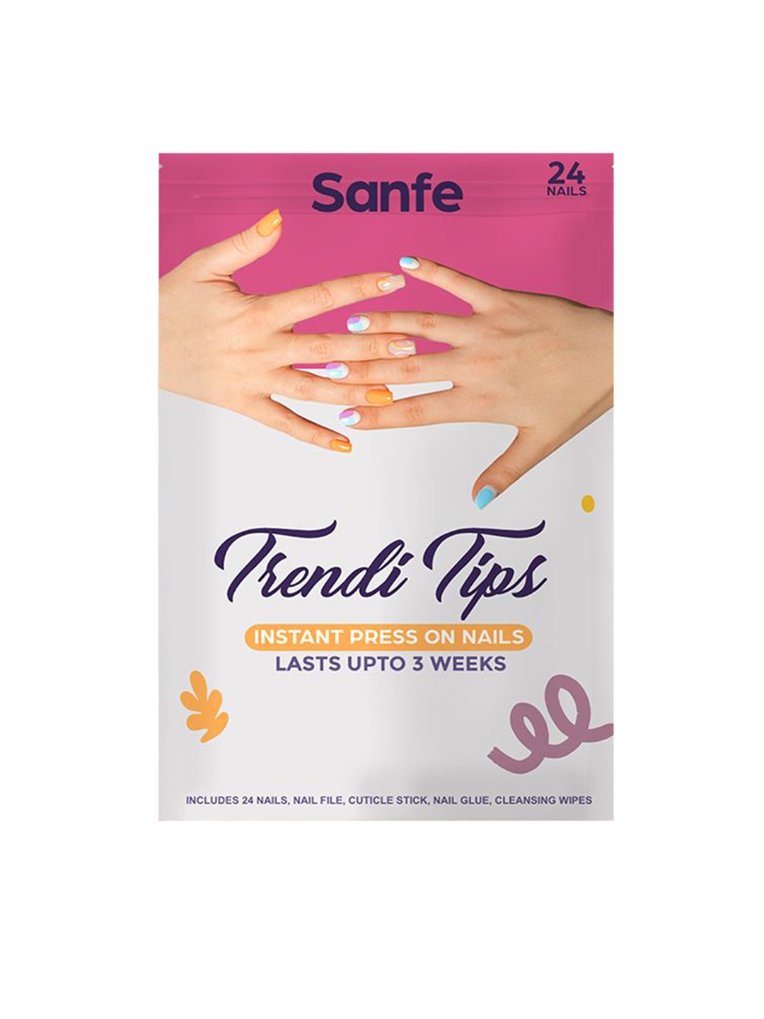 

Sanfe Trendi Tips Set Of 24 Instant Press On Nails - Purple