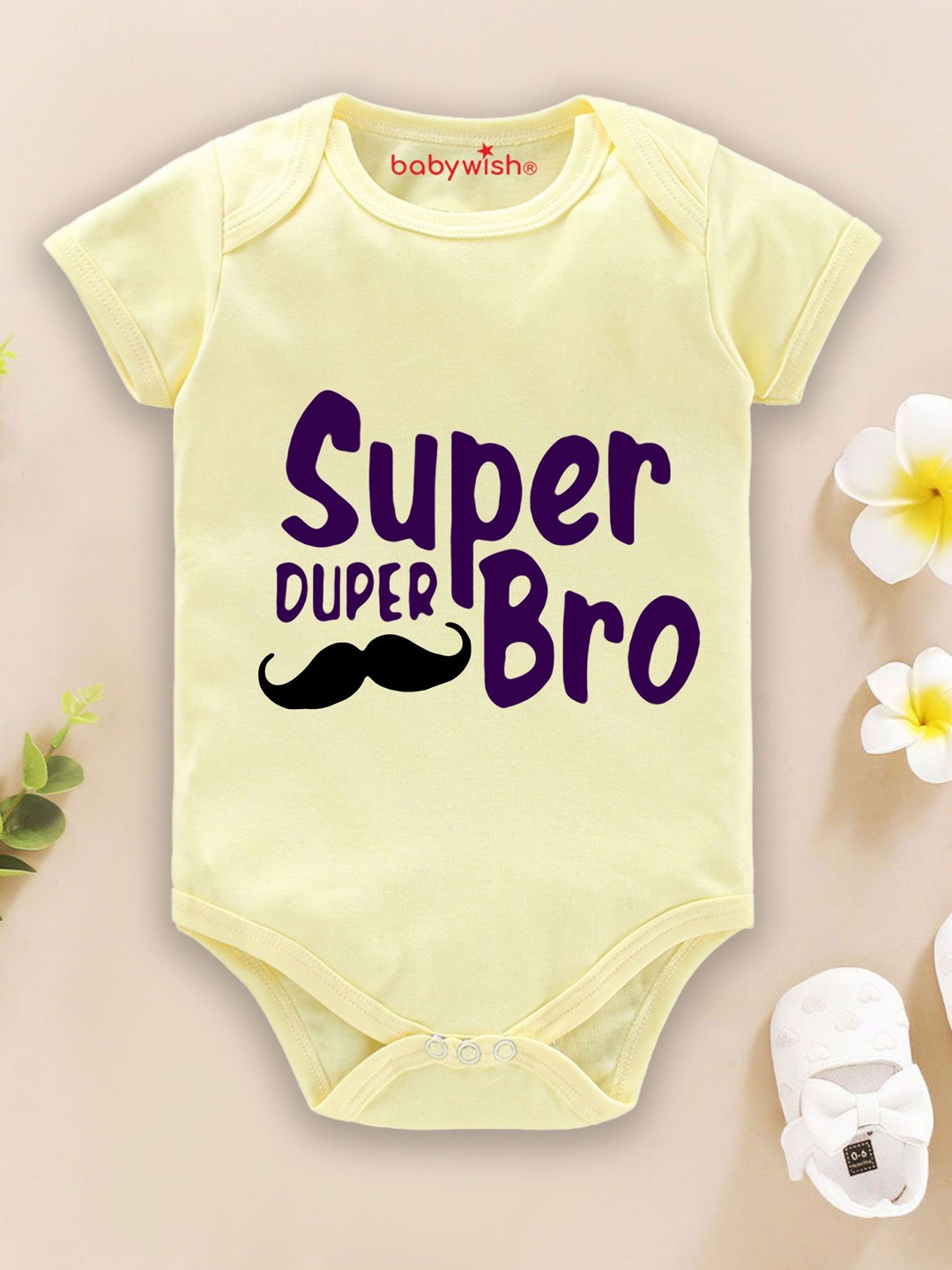 

Babywish Infants Printed Cotton Bodysuit, Yellow