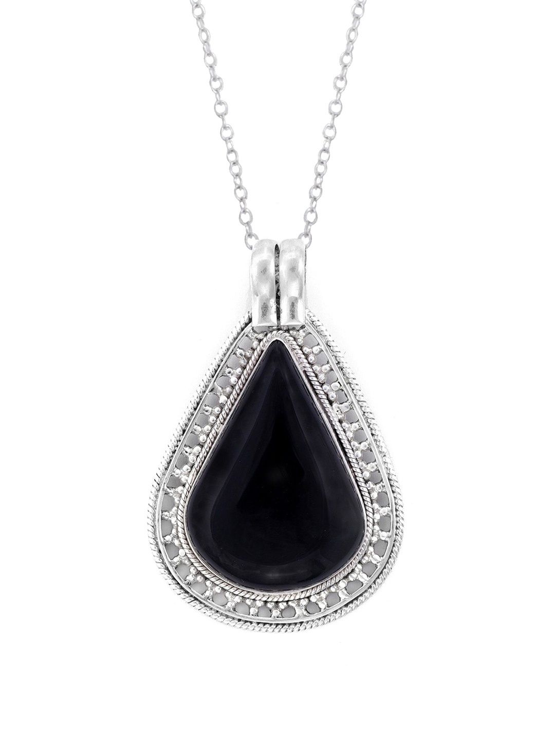 

Exotic India Black Onyx Gemstone Designer Sterling Silver Pendant