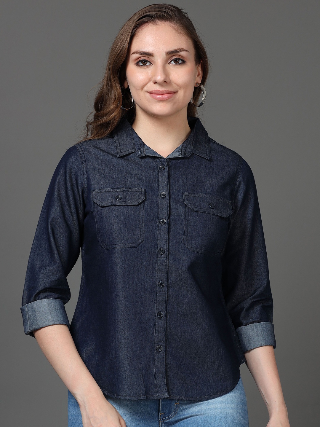 

CAZZBA Women Solid Opaque Casual Shirt, Blue