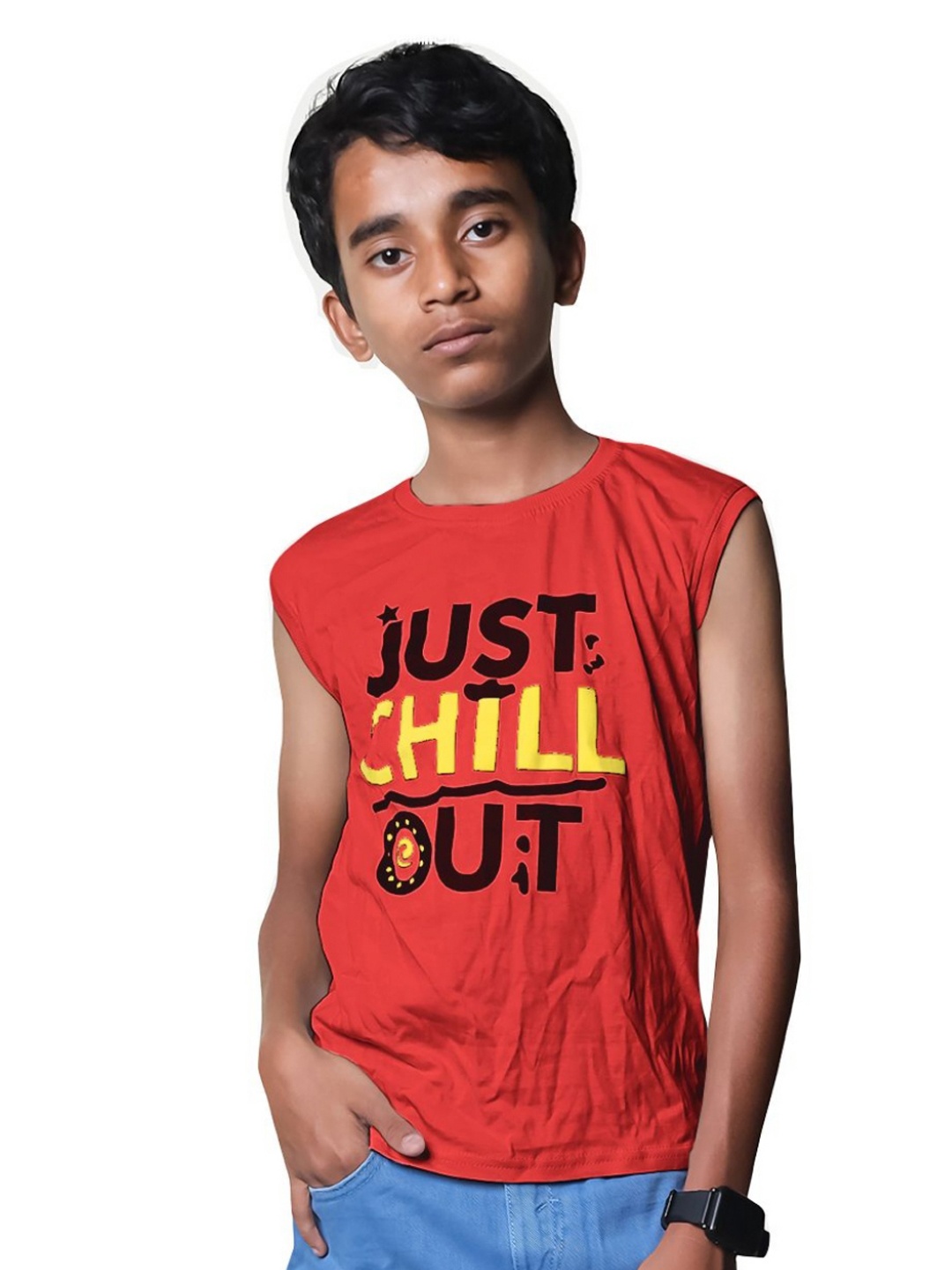 

BAESD Boys Typography Printed Round Neck T-shirt, Red