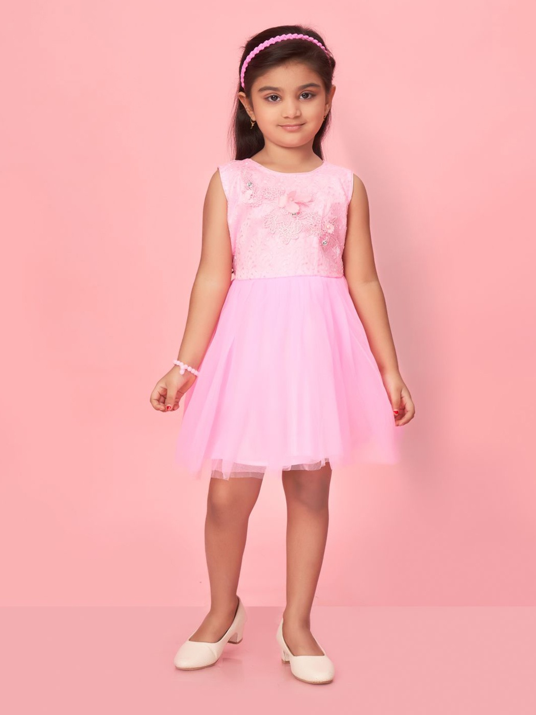 

BAESD Girls Net Sheath Dress, Pink