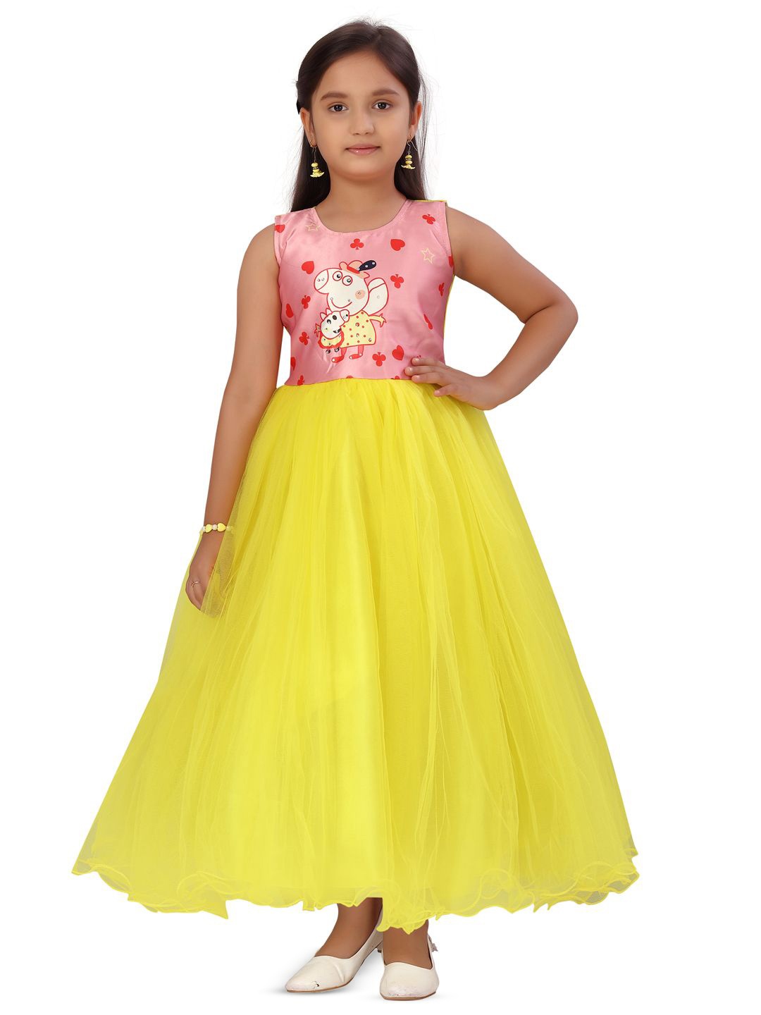 

BAESD Girls Net Sleeveless Fit & Flare Dress, Yellow