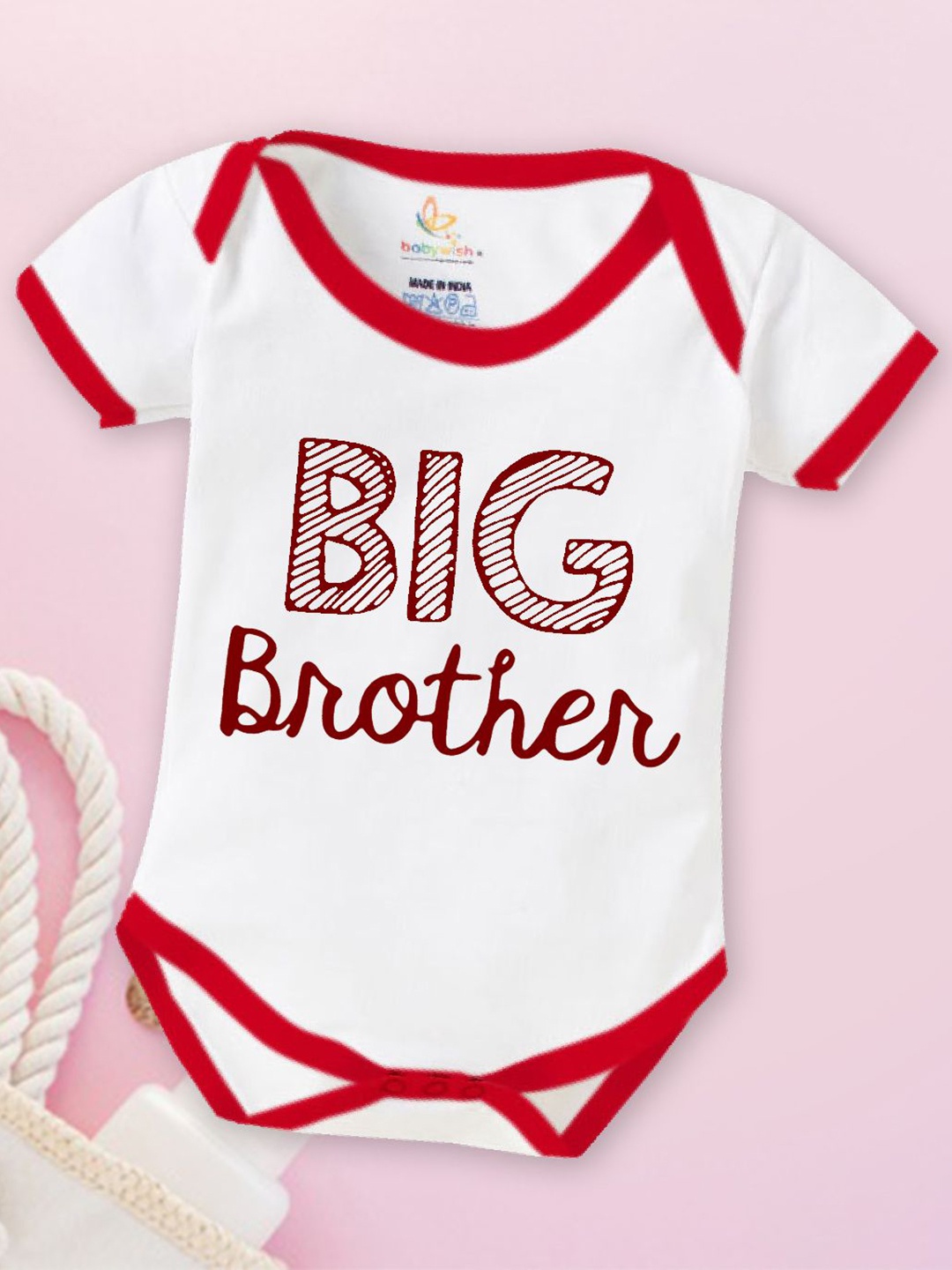 

Babywish Infants Printed Cotton Bodysuit, White