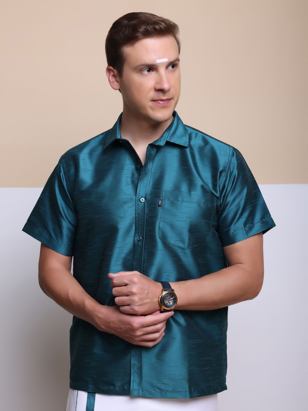 

FILO HEVIS Men Silk Solid Lungi Shirt, Green