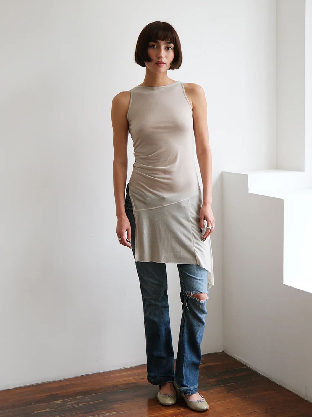 

LULU & SKY Longline Top, Khaki