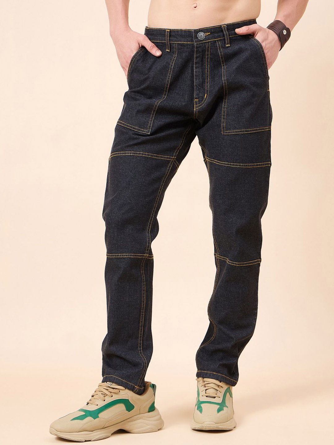 

STUDIO NEXX Men Relaxed Fit Stretchable Jeans, Black