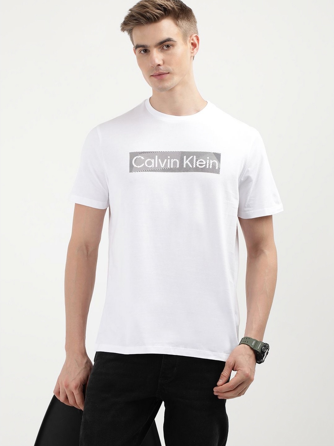 

Calvin Klein Jeans Men Typography Printed T-shirt, White