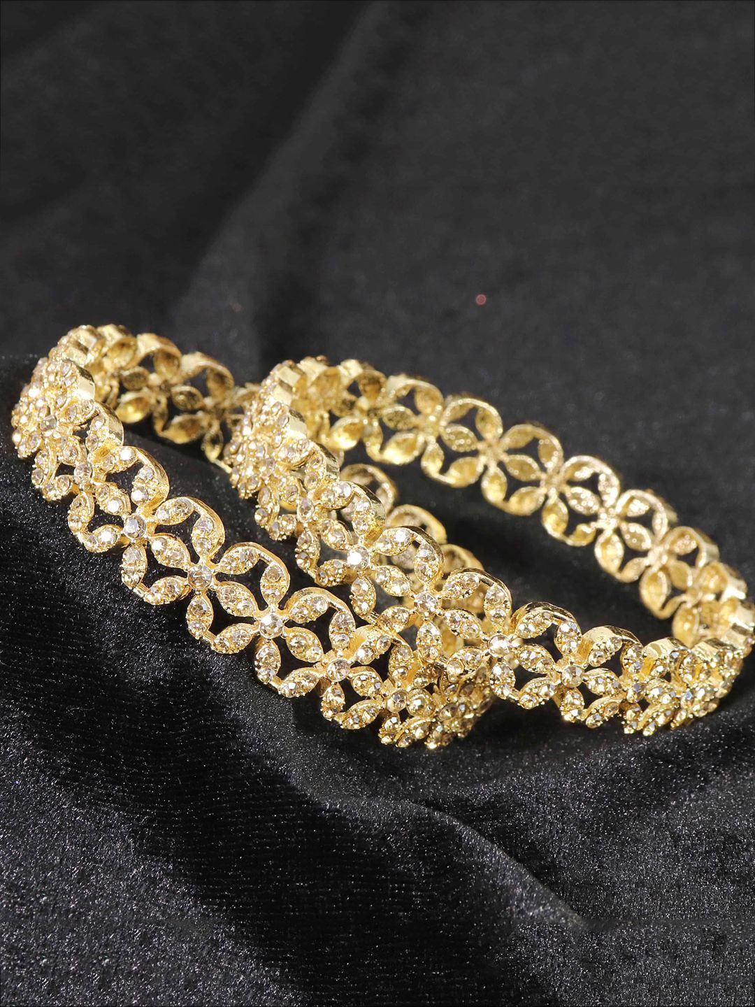 

NMII Gold Plated American Diamond Stone Studded Bangles