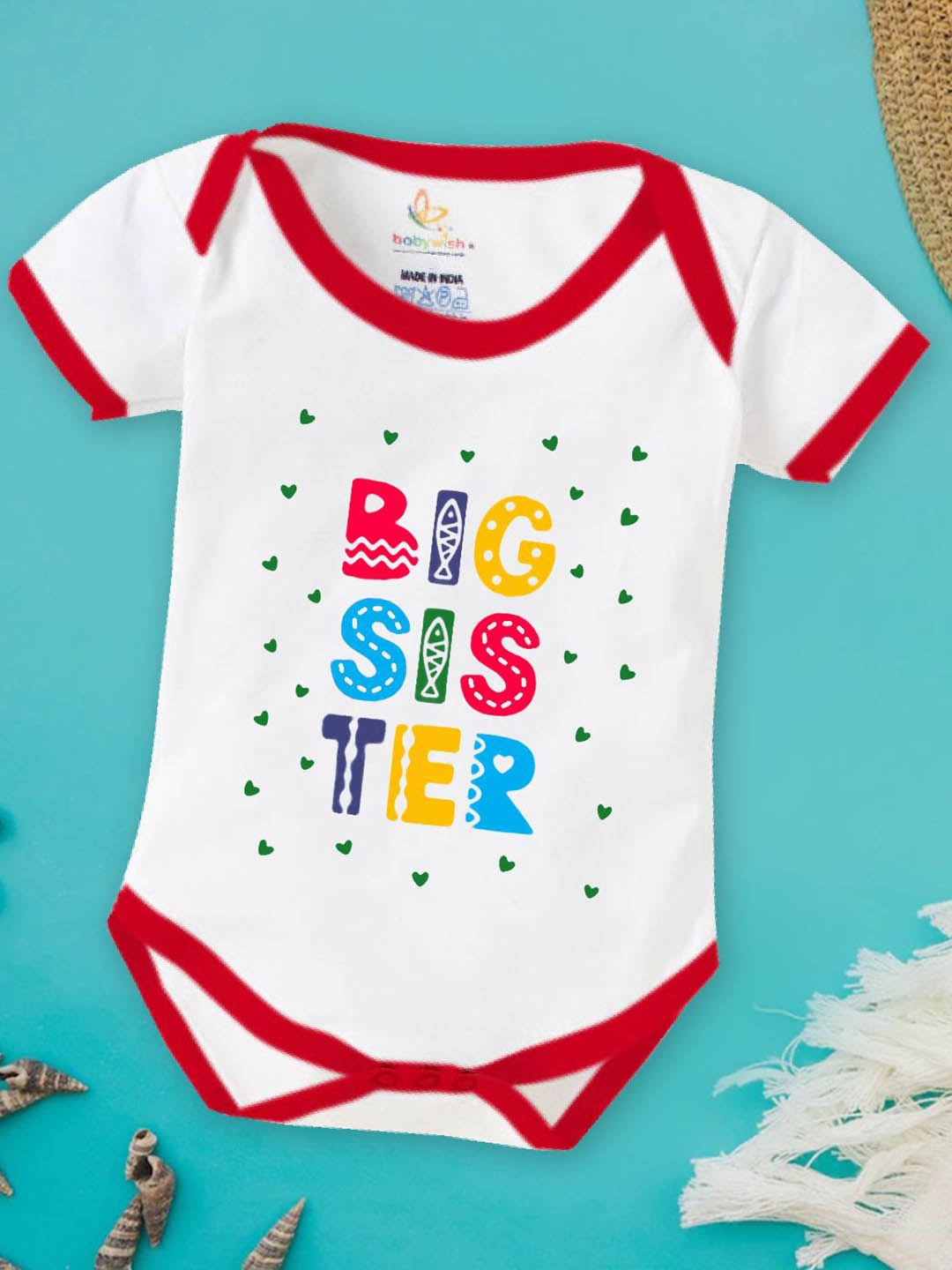 

Babywish Infants Printed Cotton Bodysuit, White