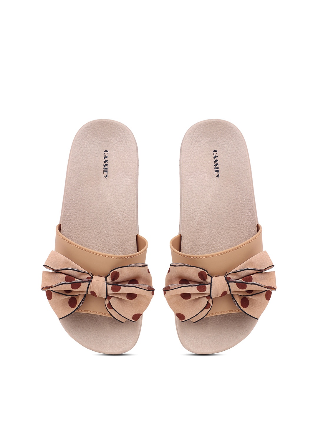 

CASSIEY Women Printed Bow Details Rubber Sliders, Khaki