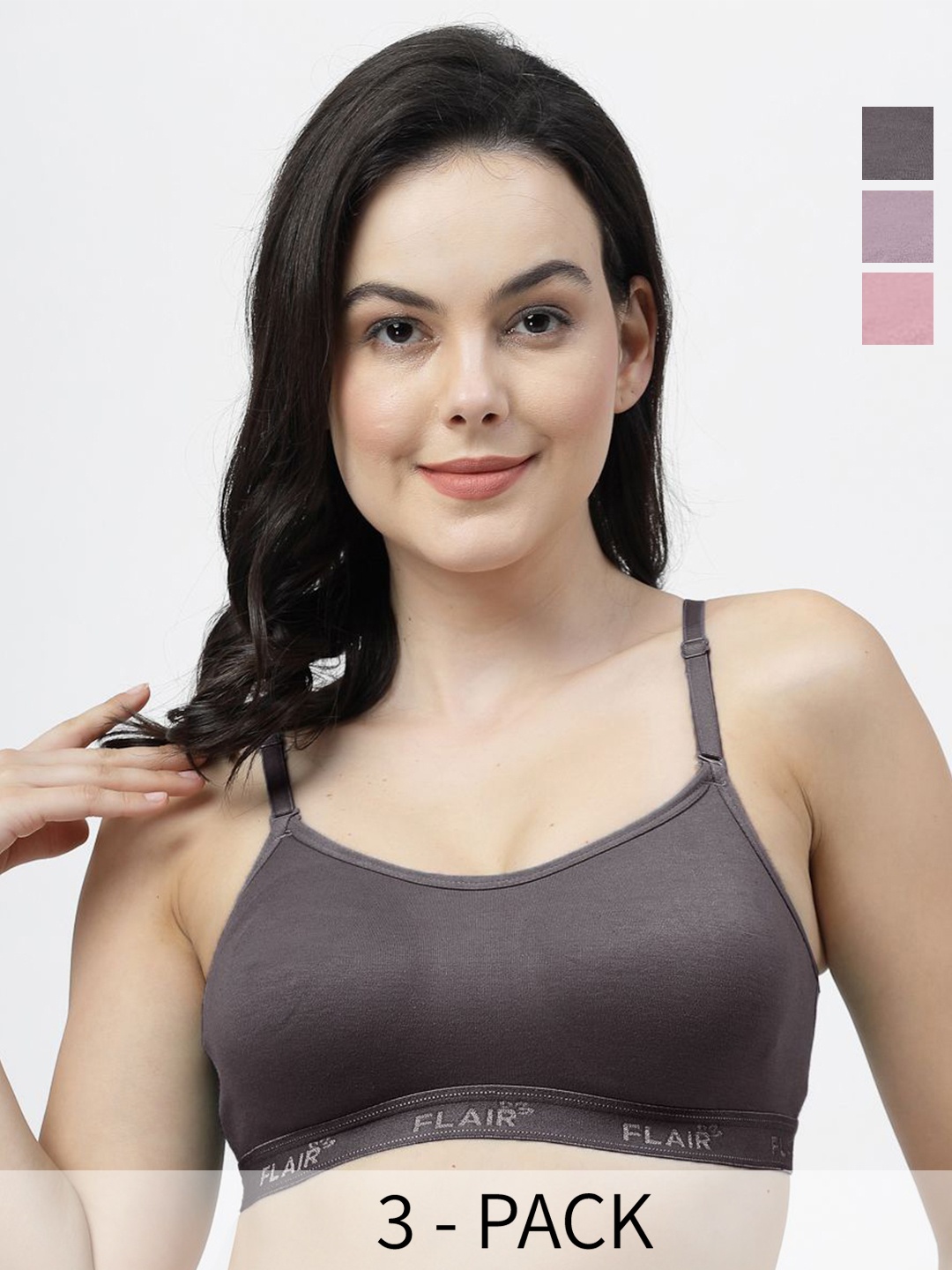 

SHYAM SONS FLAIR Pack Of 3 Wirefree Seamless Non Padded Bra, Pink