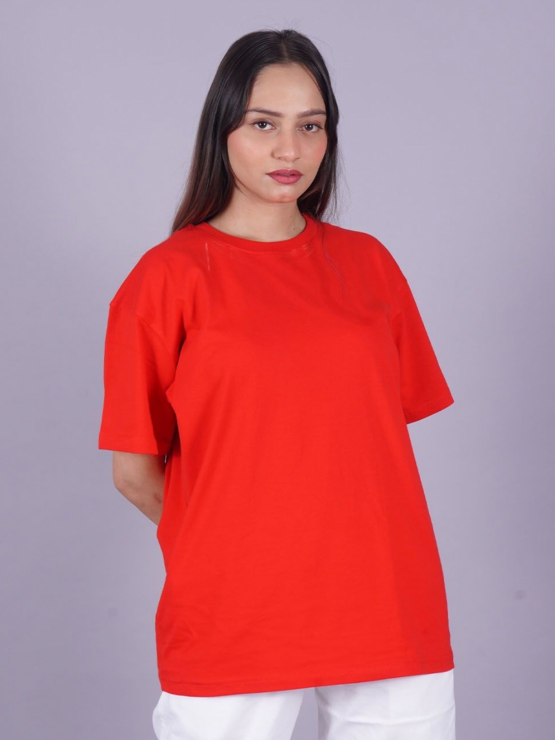 

VYVE Women Pure Cotton Solid T-shirt, Orange