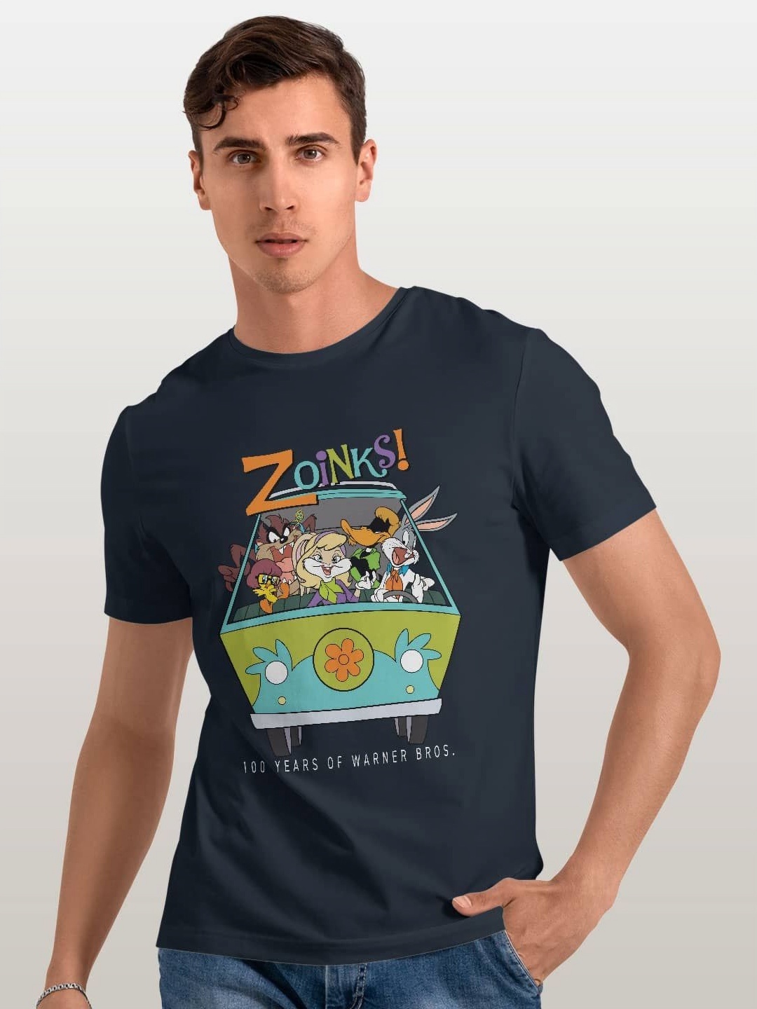 

macmerise Men Printed Applique T-shirt, Blue