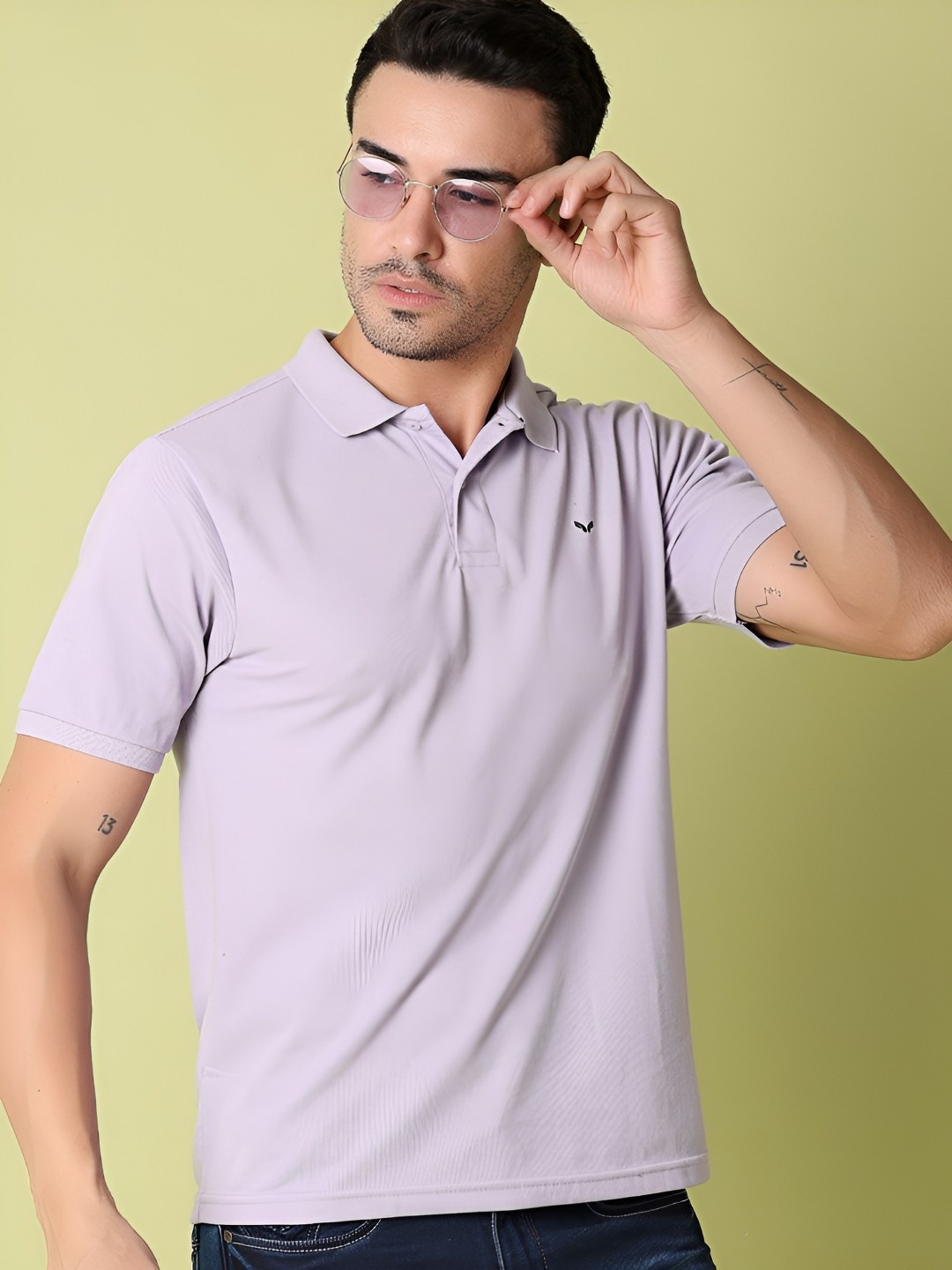 

V-Mart Men Polo Collar T-shirt, Lavender
