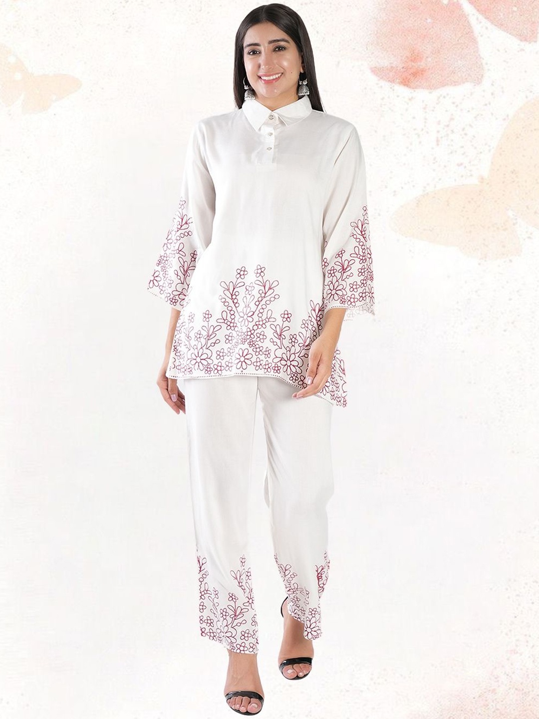 

BAESD Floral Printed Shirt & Trouser Co-Ords Set, Maroon